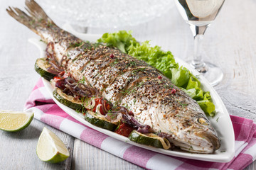 Baked fish with vegetables