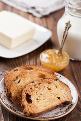 Breakfast of rusks and milk
