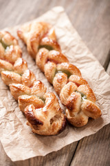 Buns on wooden table