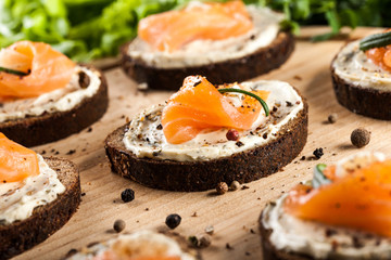 Canape with smoked salmon
