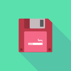 Long shadow floppy icon with a cigarette