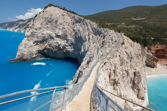 Panoramic view of beautiful Porto Katsiki, Lefkada,  Greece