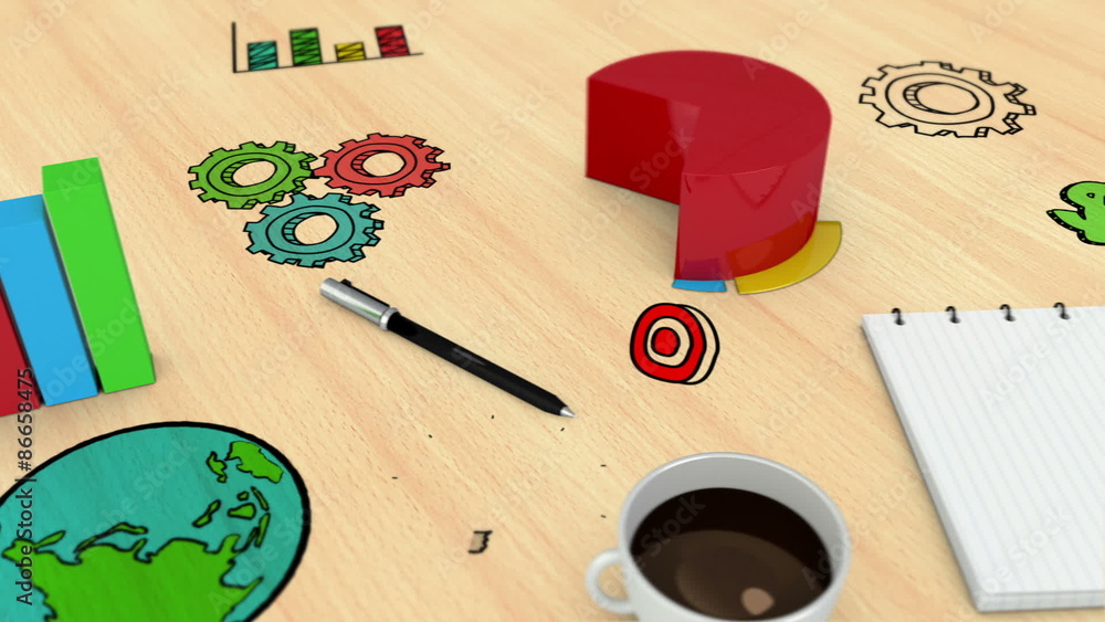 Poster Digital animation of graph and notebook