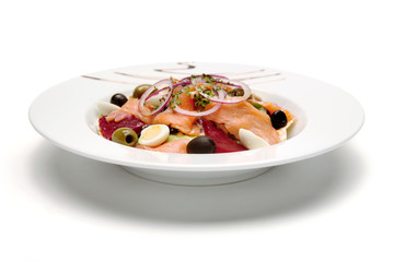 Salad, nicely served in a white plate
