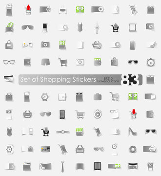Set of shopping stickers