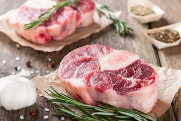 Raw beef t-bone steak