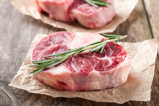 Raw beef t-bone steak