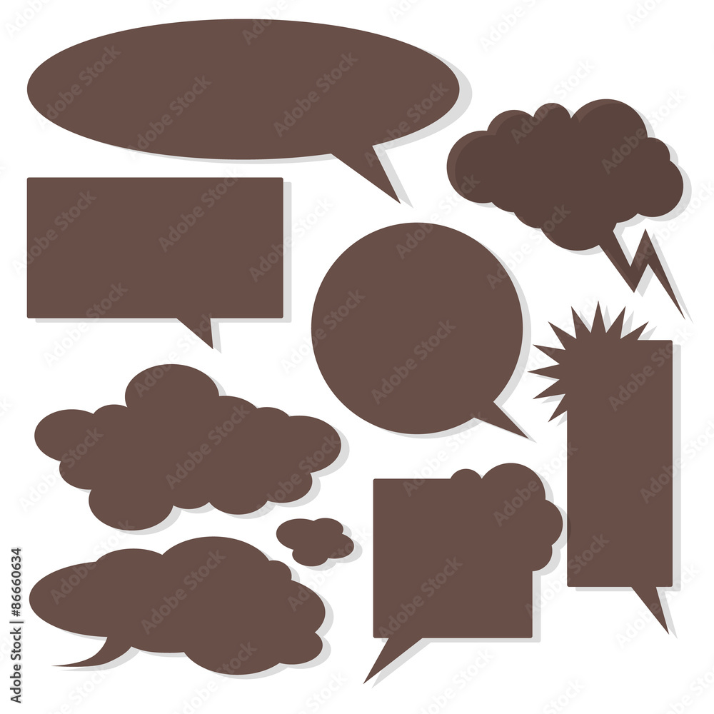 Poster vector speech bubbles with shadow like clouds on white