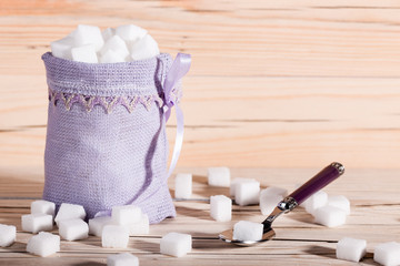 White sugar cubes closeup
