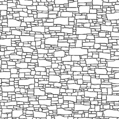 Seamless wall from stones of different sizes (drawn with ink). - 86660820