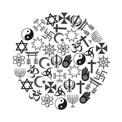 world religions symbols vector set of icons in circle eps10