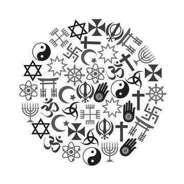 World Religions Symbols Vector Set Of Icons In Circle Eps10