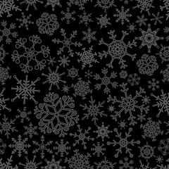 various types of outline white snowflakes seamless pattern eps10