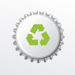 BOTTLE CAP WITH RECYCLE SYMBOL VECTOR