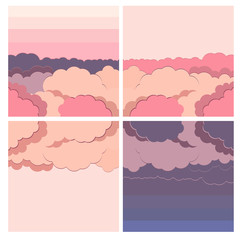 vector set illustration background water and cloud
