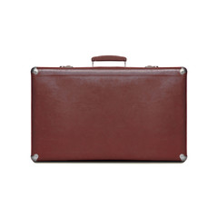 Brown retro vintage suitcase isolated on a white background