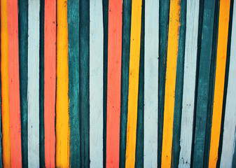 Colorful wooden textured fence background for design or abstract