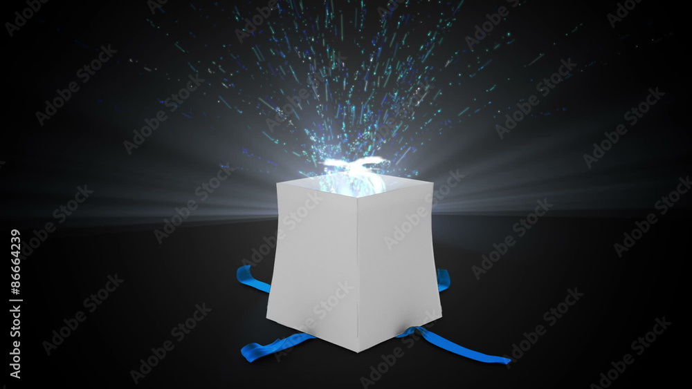 Poster digital animation of birthday gift exploding