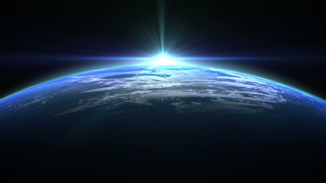 Blue Flare Over The Earth. 3D Animation. Loop. Ultra High Definition. 4K. 3840x2160. 