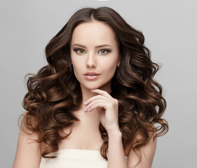 Naklejka premium Beautiful Woman with Clean Fresh Skin 