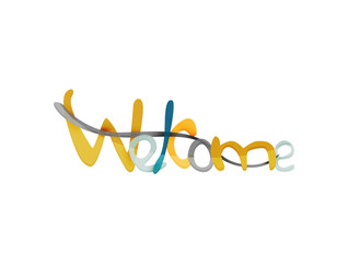 Welcome word, drawn lettering typographic element