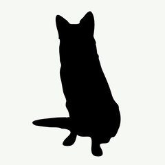  Dog silhouette on white background