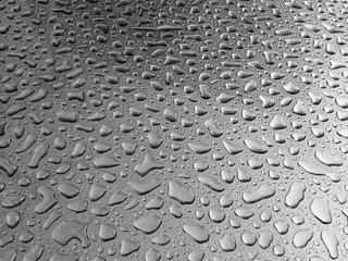 water droplets on a steel surface