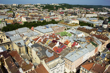 Fototapeta na wymiar Beautiful Lviv city in sunny day