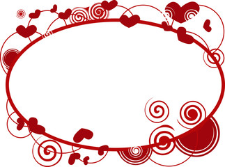 Vector abstract blank label with red hearts.