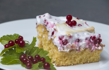 Ribiselkuchen am Teller - rote Johannisbeere