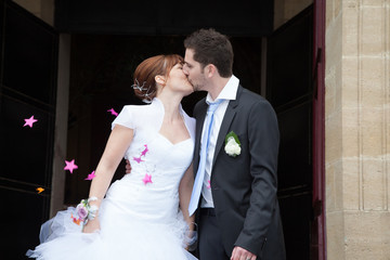 Beautiful wedding couple in love on wedding day