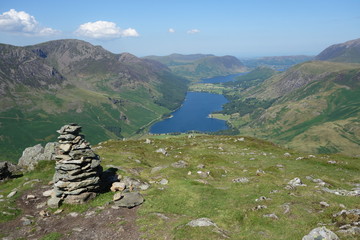 Fleetwith Pike Cairn, Buttermere and Crummock Water