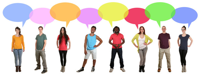 Viele Leute multikulturell People Gruppe reden mit Sprechblasen