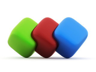 Colored cubes icon concept rendered on white