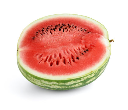 Watermelon slice on white background.