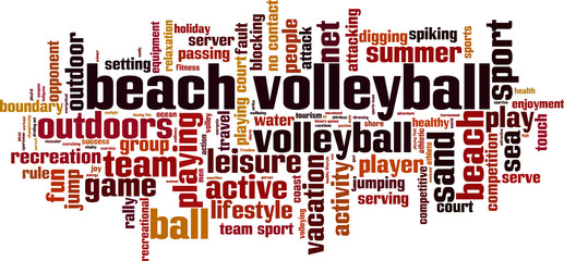 Beach volleyball word cloud concept. Vector illustration