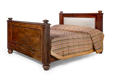 Mahogany antique bed with isolated with clip path
