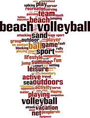 Beach volleyball word cloud concept. Vector illustration