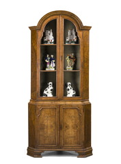 Antique corner cupboard vintage tall walnut Queen Anne design