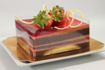 Delicious chocolate strawberry cake