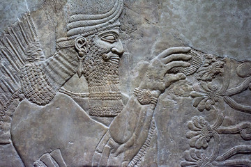 Ancient Babylonia and Assyria sculpture from Mesopotamia - obrazy, fototapety, plakaty
