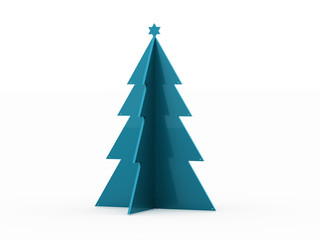 Fototapeta premium Blue abstract christmas tree isolated