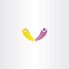 Fototapeta na wymiar happy people purple yellow vector logo design