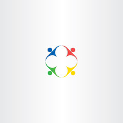 people teamwork square color icon design