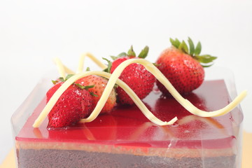 Delicious chocolate strawberry cake