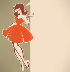 retro gerl background with speech bubble