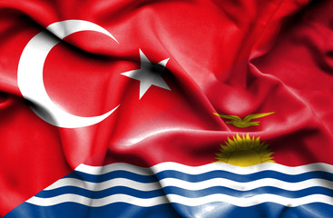 Waving flag of Kiribati and Turkey