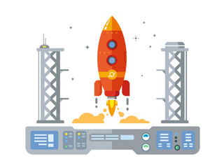 Rocket Startup Flat Desing Concept