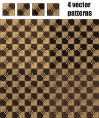 4 circle and square patterns. Wood, chocolate colors