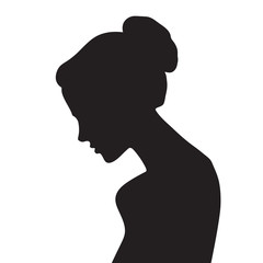 Vector beautiful female face silhouette in profile
